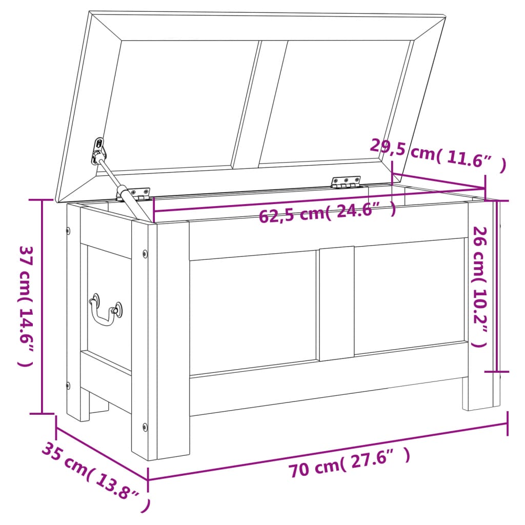 Cassapanca con Coperchio Marrone in Legno Massello di Acacia 364914