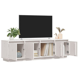 Mobile Porta TV Bianco 156x37x45 cm in Legno Massello di Pino 840157