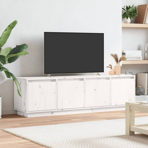 Mobile Porta TV Bianco 156x37x45 cm in Legno Massello di Pino 840157