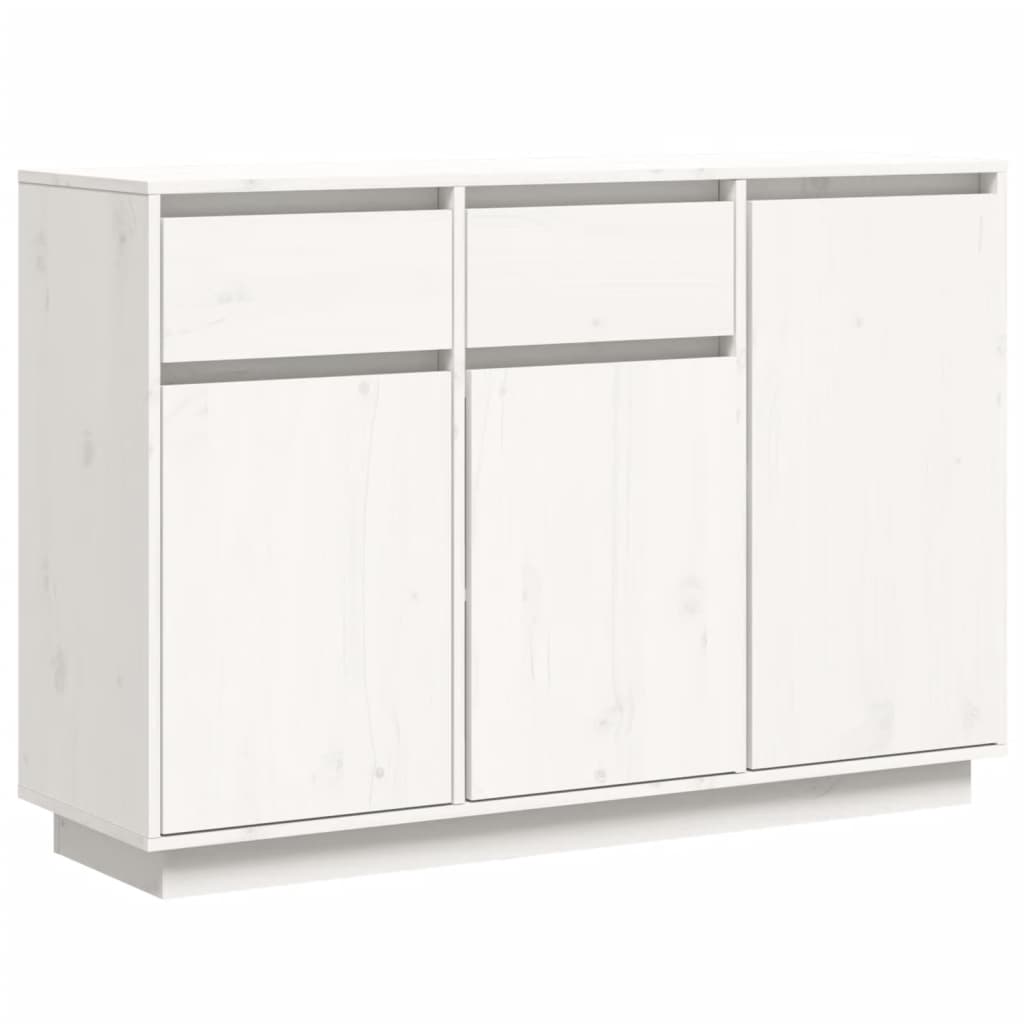 Credenza Bianca 110x34x75 cm in Legno Massello di Pino 840410