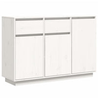 Credenza Bianca 110x34x75 cm in Legno Massello di Pino 840410