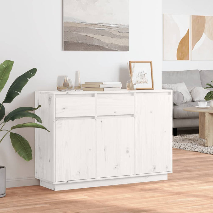 Credenza Bianca 110x34x75 cm in Legno Massello di Pinocod mxl 108680