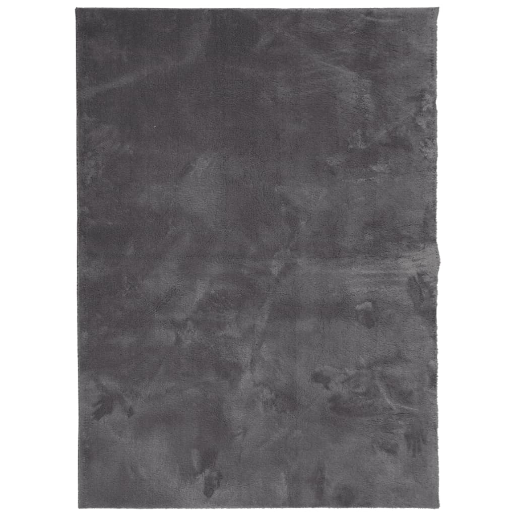 Tappeto a Pelo Corto Morbido e Lavabile Antracite 160x230 cm 375003