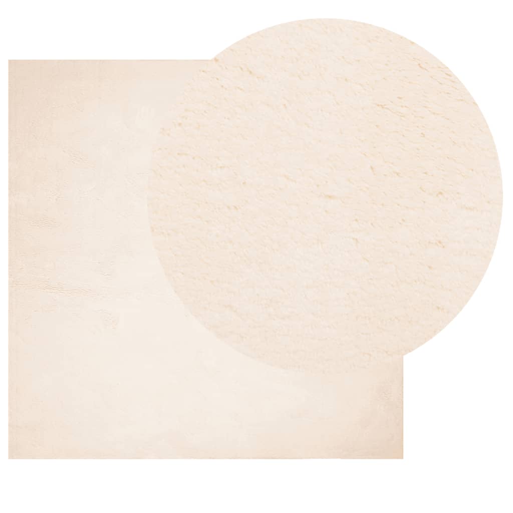 Tappeto a Pelo Corto Morbido e Lavabile Beige 160x160 cm 375021