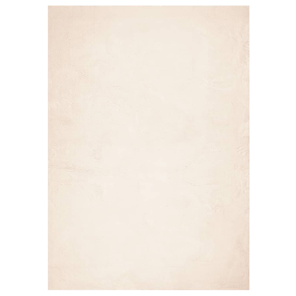 Tappeto a Pelo Corto Morbido e Lavabile Beige 160x230 cm 375022