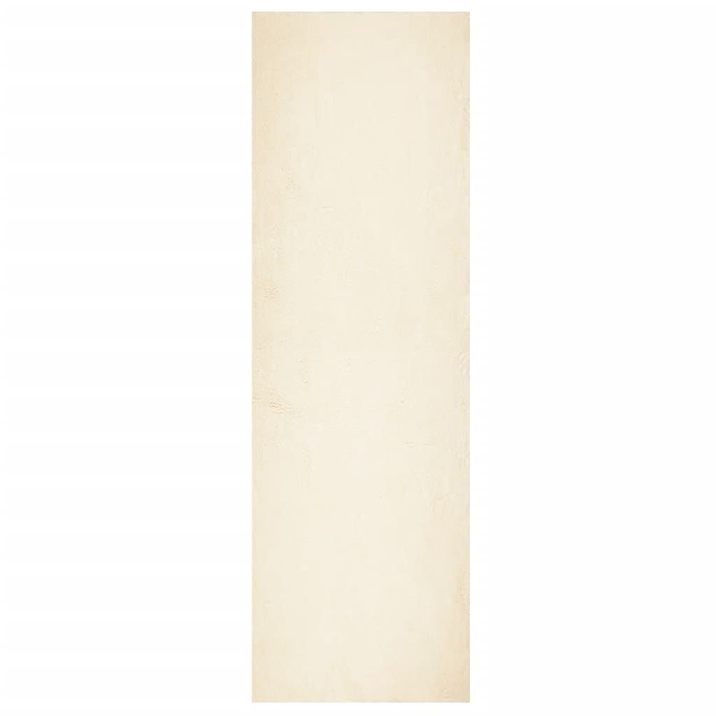 Tappeto a Pelo Corto Morbido e Lavabile Crema 80x250 cm 375035