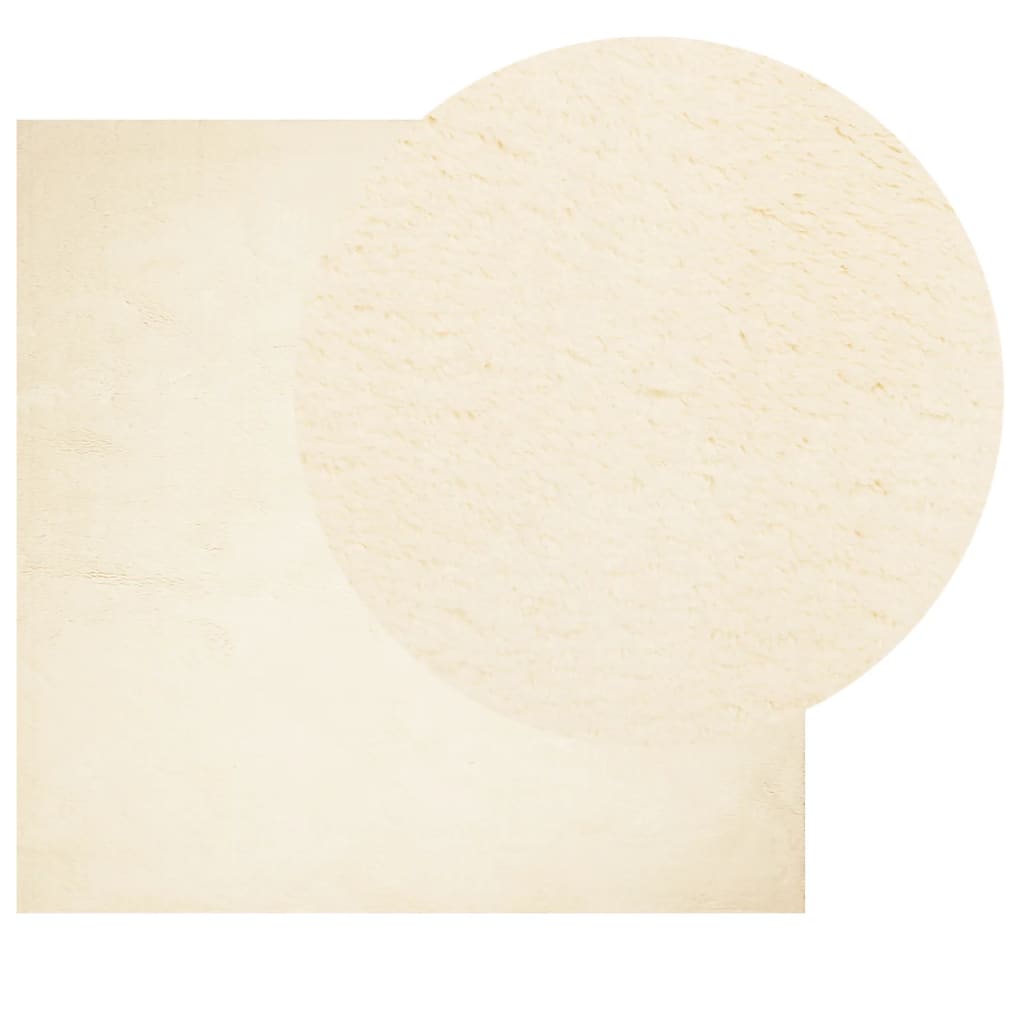 Tappeto a Pelo Corto Morbido e Lavabile Crema 240x240 cm 375044