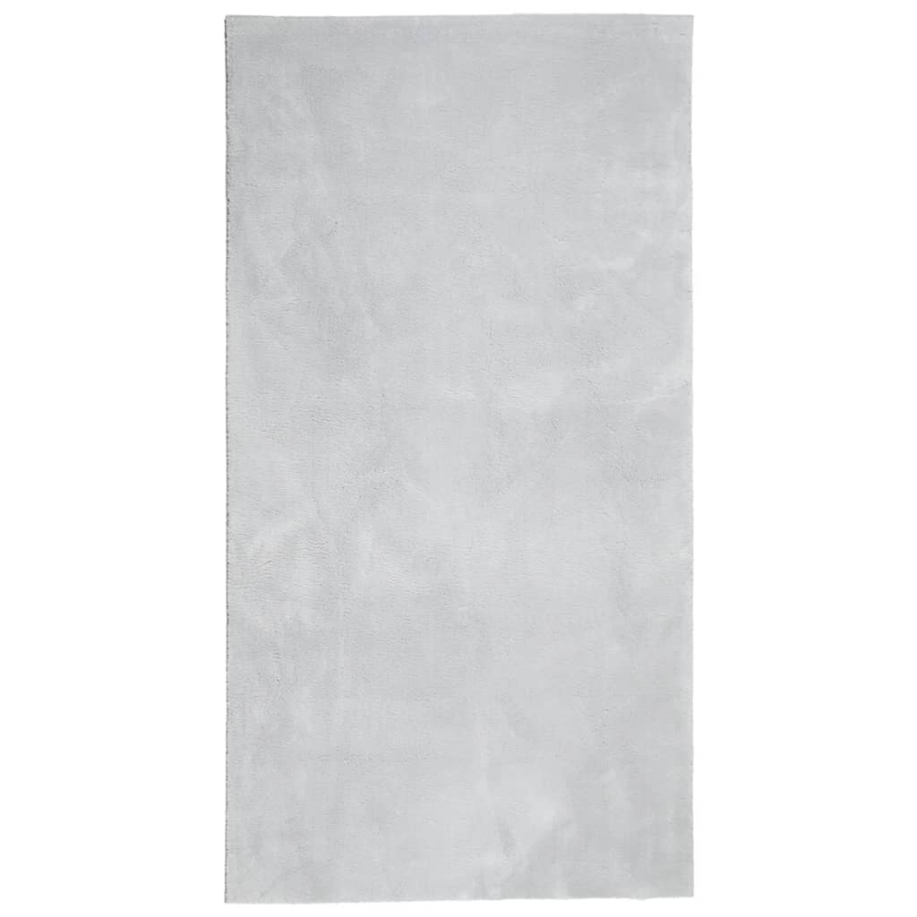 Tappeto a Pelo Corto Morbido e Lavabile Grigio 80x150 cm 375071