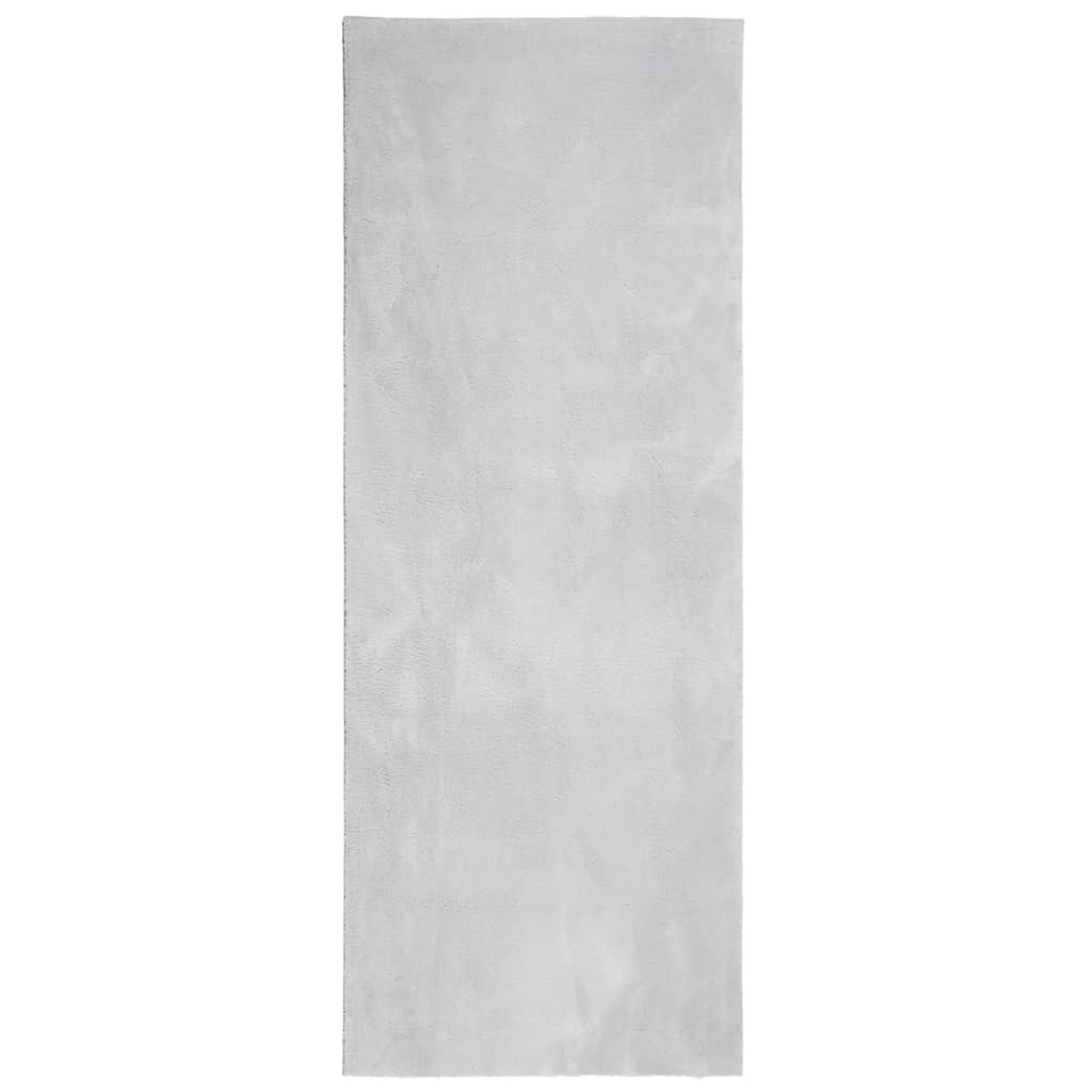 Tappeto a Pelo Corto Morbido e Lavabile Grigio 80x200 cm 375072