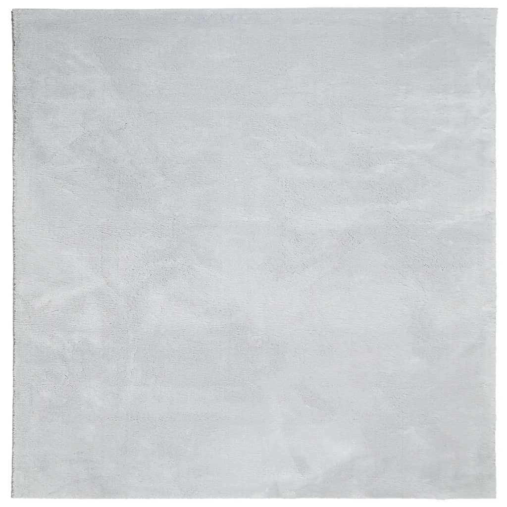 Tappeto a Pelo Corto Morbido e Lavabile Grigio 120x120 cm 375075