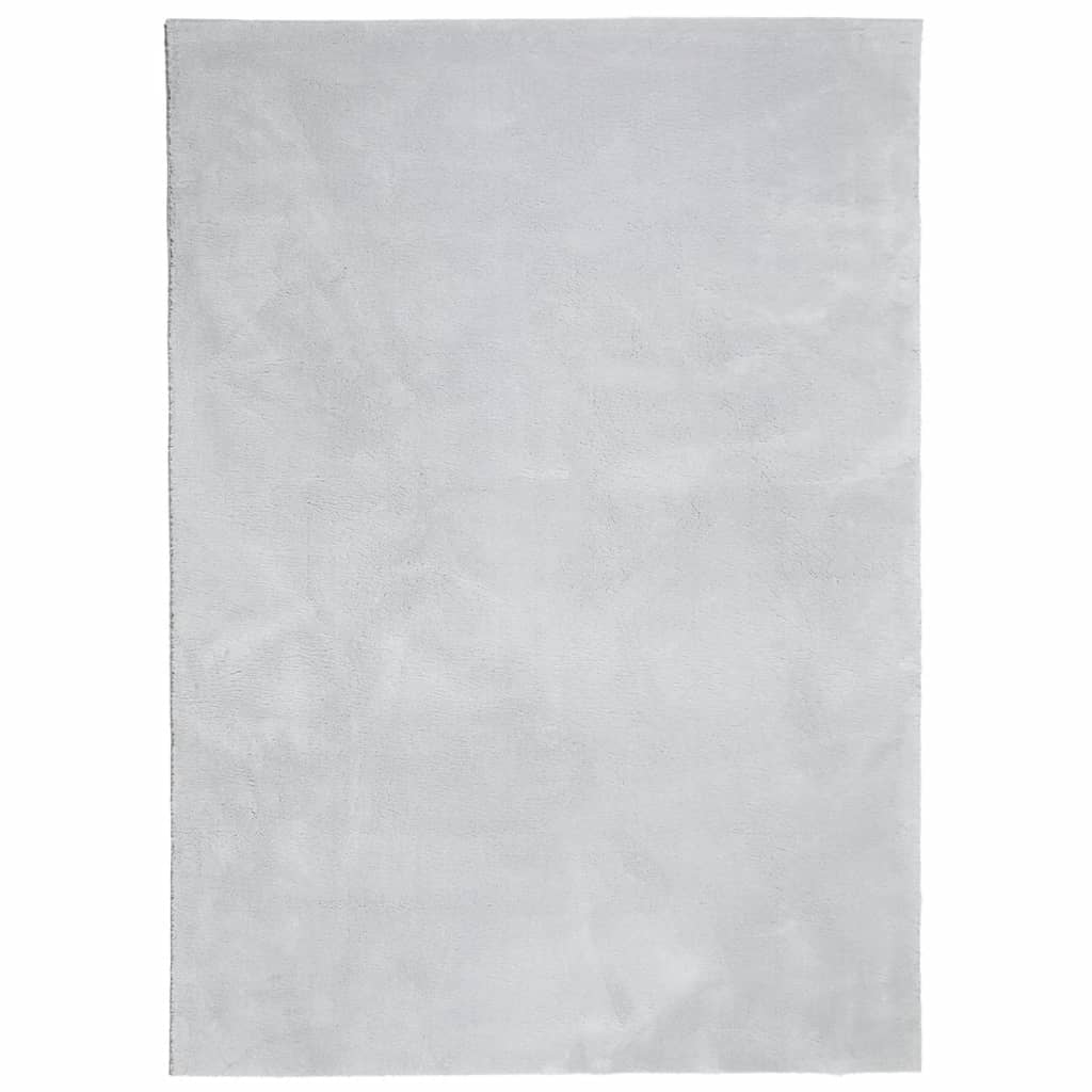 Tappeto a Pelo Corto Morbido e Lavabile Grigio 140x200 cm 375077