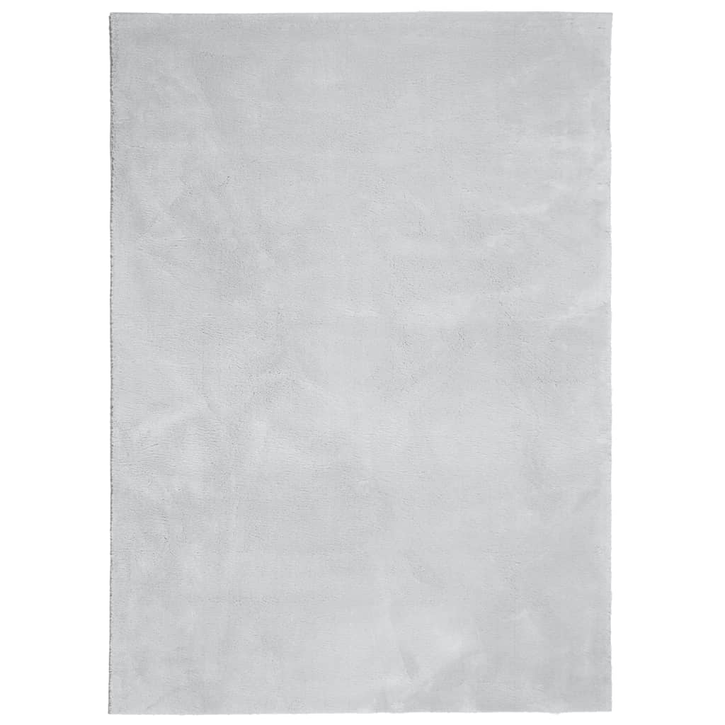 Tappeto a Pelo Corto Morbido e Lavabile Grigio 160x230 cm 375079