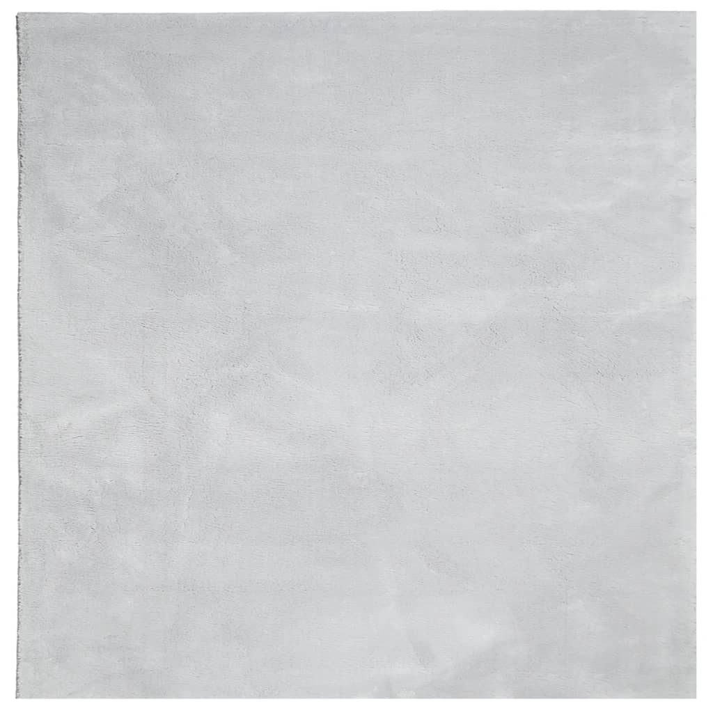 Tappeto a Pelo Corto Morbido e Lavabile Grigio 240x240 cm 375082