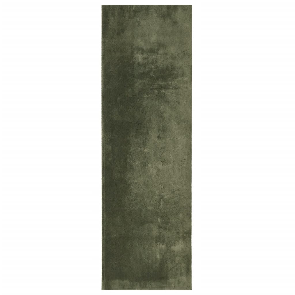 Tappeto a Pelo Corto Morbido e Lavabile Verde Bosco 80x250 cm 375092