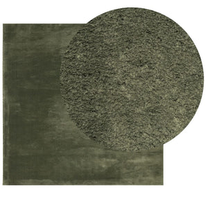 Tappeto a Pelo Corto Morbido e Lavabile Verde Bosco 240x240 cm 375101