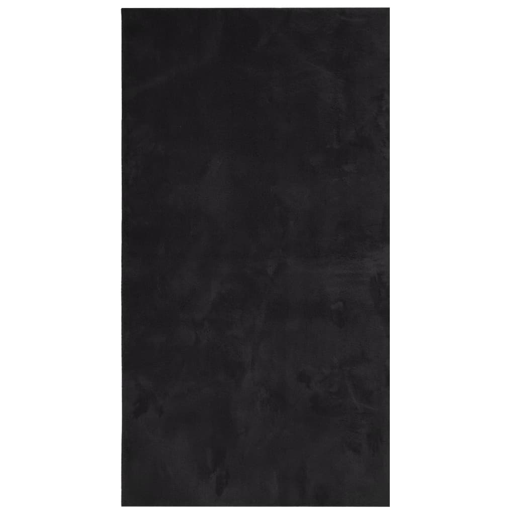 Tappeto a Pelo Corto Morbido e Lavabile Nero 60x110 cm 375108