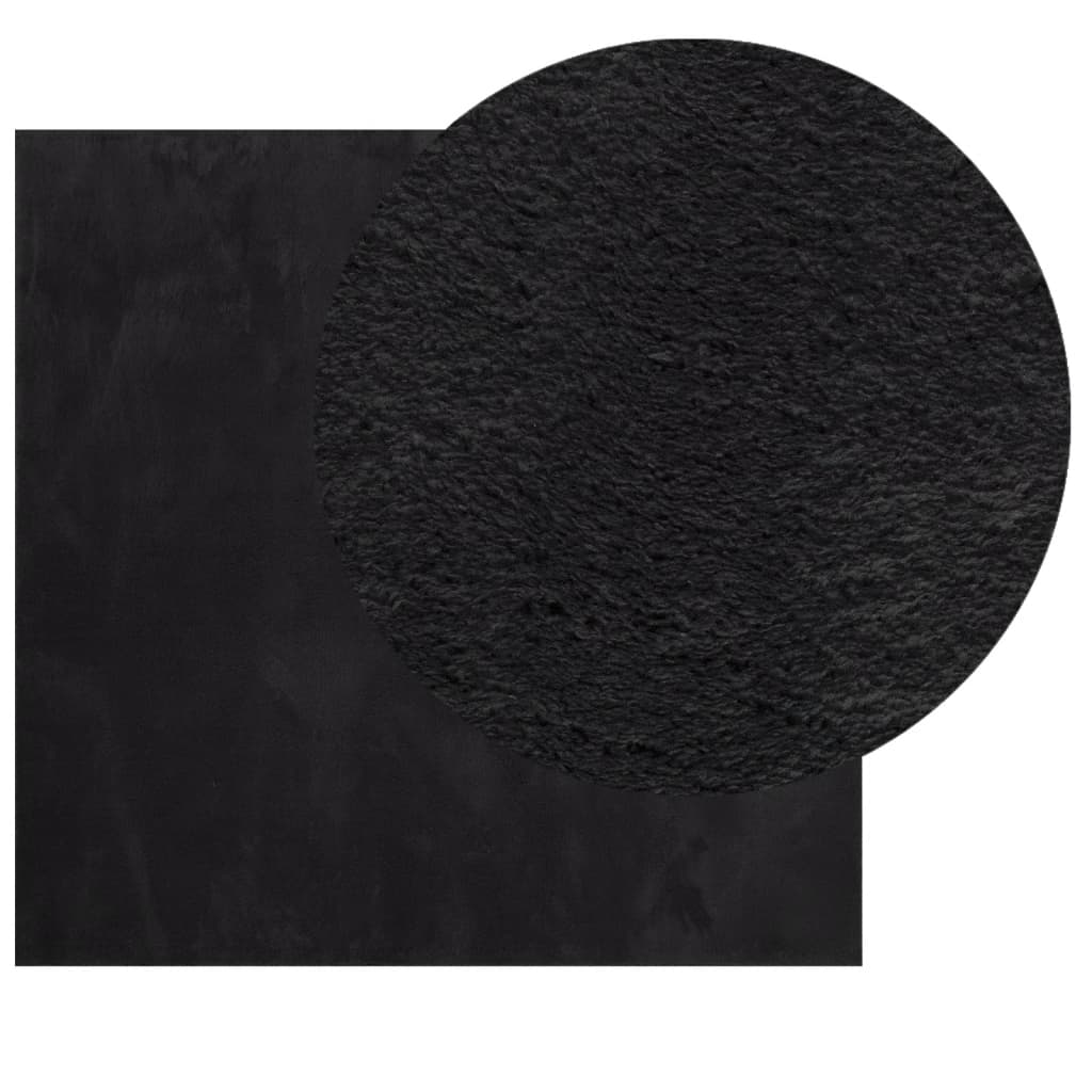 Tappeto a Pelo Corto Morbido e Lavabile Nero 120x120 cm 375113