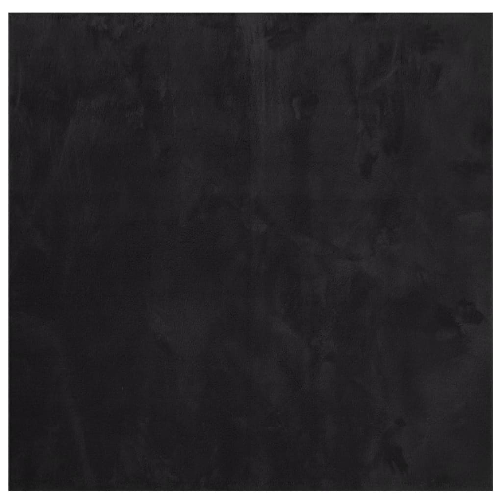 Tappeto a Pelo Corto Morbido e Lavabile Nero 160x160 cm 375116