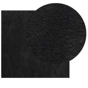 Tappeto a Pelo Corto Morbido e Lavabile Nero 160x160 cm 375116