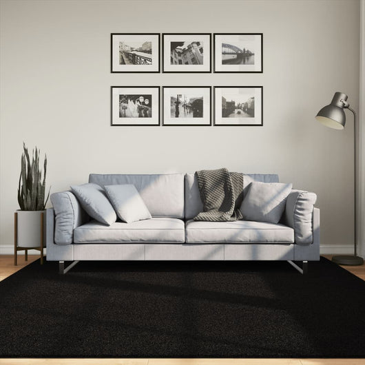 Tappeto a Pelo Corto Morbido e Lavabile Nero 200x200 cm 375118