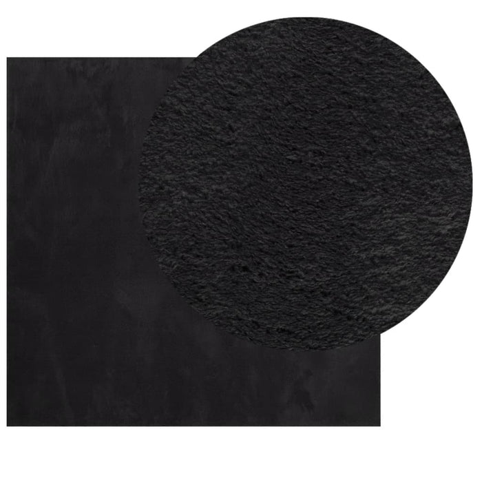 Tappeto a Pelo Corto Morbido e Lavabile Nero 240x240 cm 375120