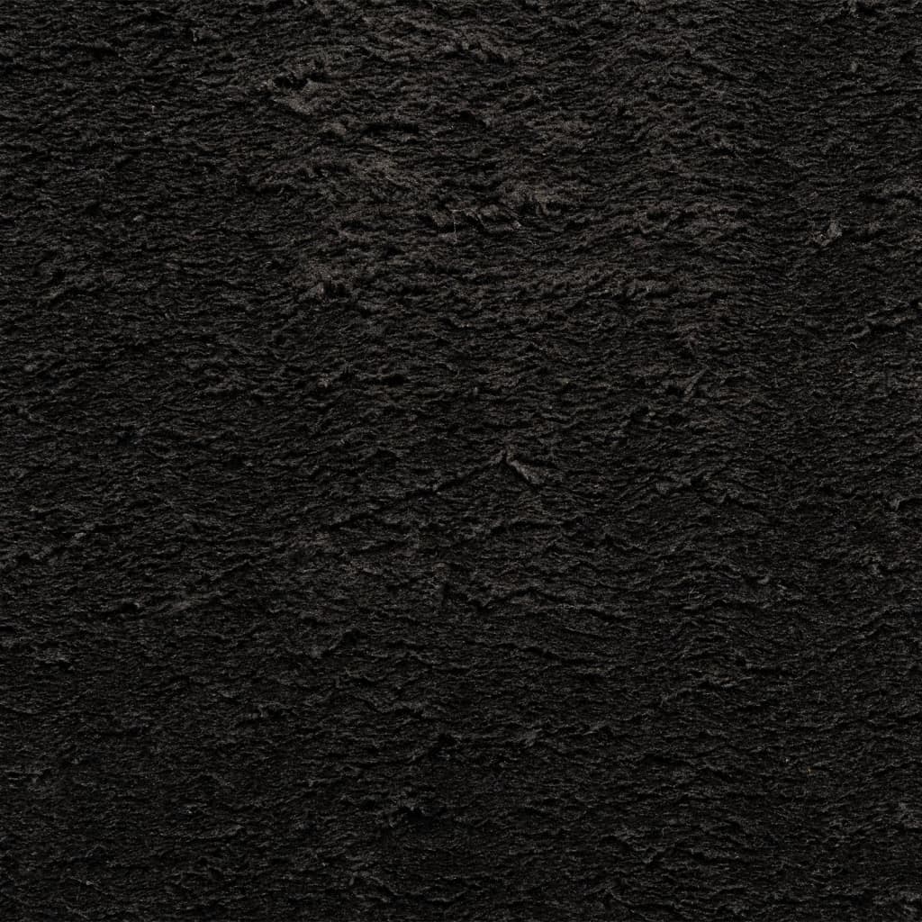 Tappeto a Pelo Corto Morbido e Lavabile Nero 240x240 cm 375120