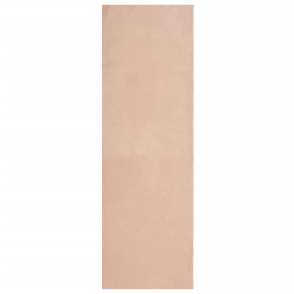 Tappeto a Pelo Corto Morbido e Lavabile Rosato 80x250 cm 375149