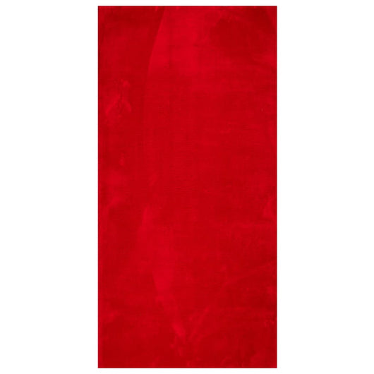 Tappeto a Pelo Corto Morbido e Lavabile Rosso 100x200 cm 375169