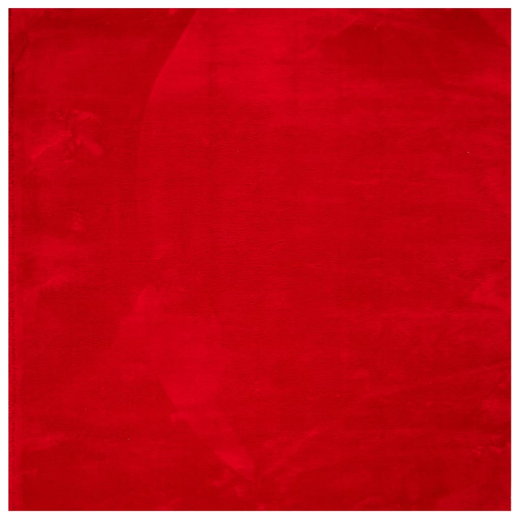 Tappeto a Pelo Corto HUARTE Morbido e Lavabile Rosso 120x120cm 375170