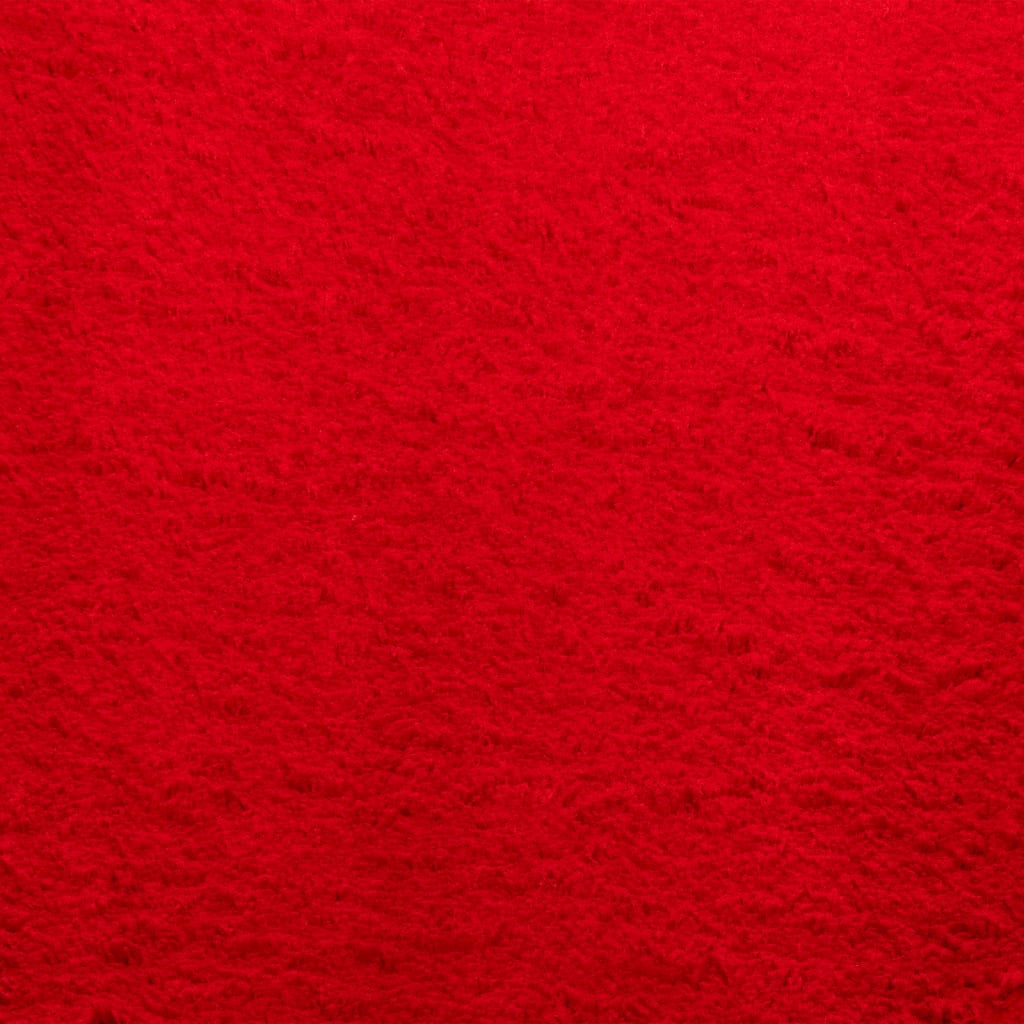 Tappeto a Pelo Corto Morbido e Lavabile Rosso 120x120 cm 375170