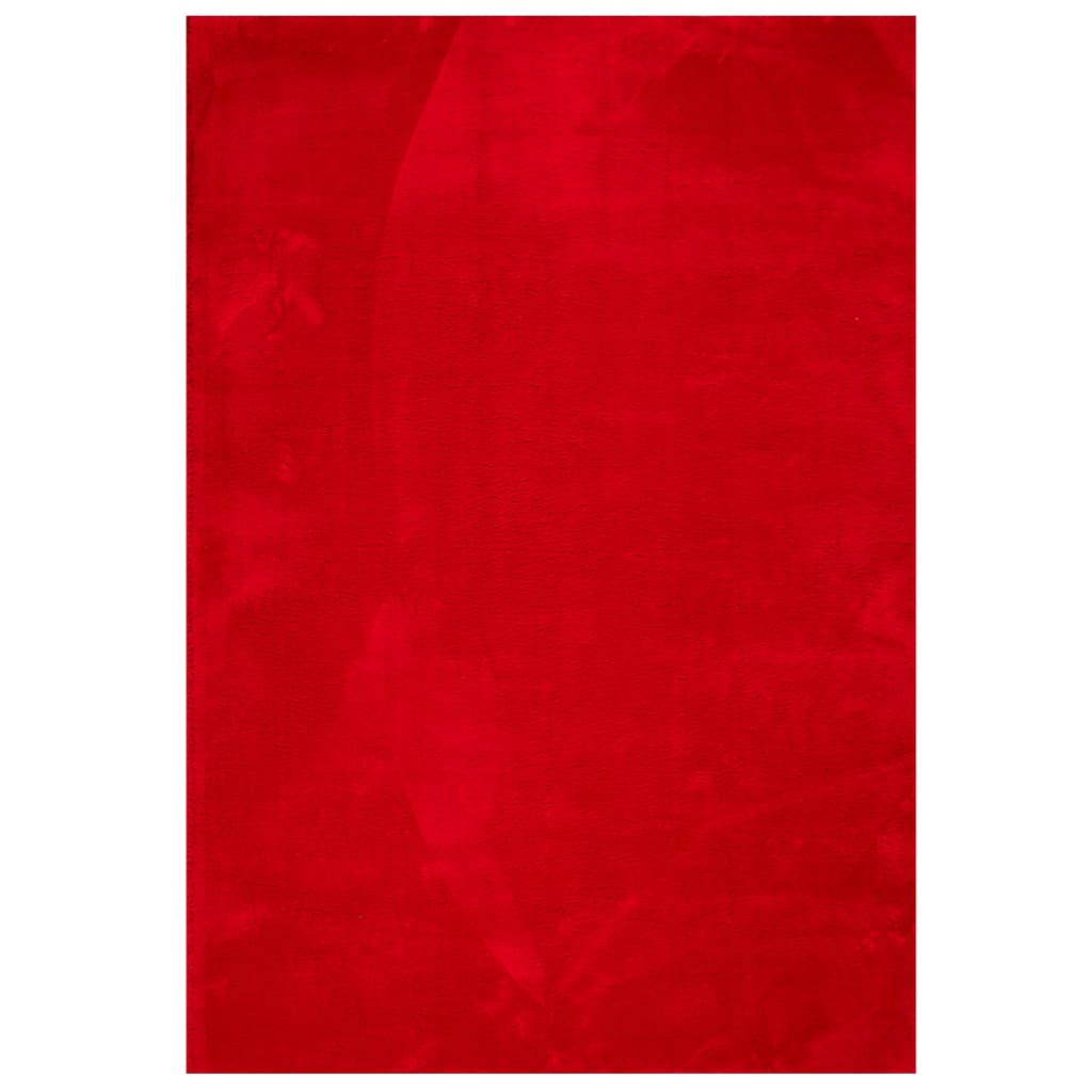 Tappeto a Pelo Corto Morbido e Lavabile Rosso 140x200 cm 375172