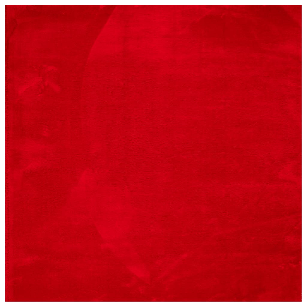 Tappeto a Pelo Corto Morbido e Lavabile Rosso 160x160 cm 375173