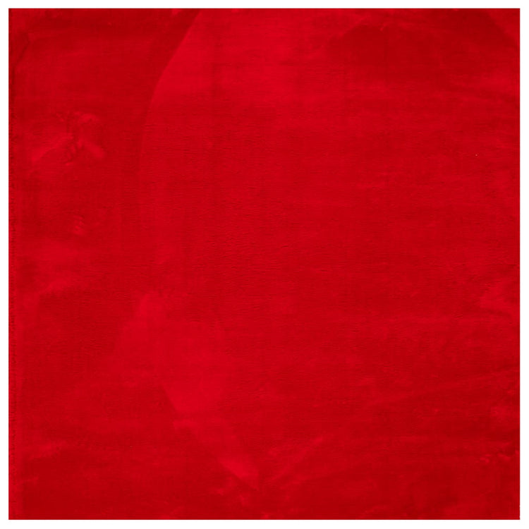 Tappeto a Pelo Corto Morbido e Lavabile Rosso 160x160 cm 375173