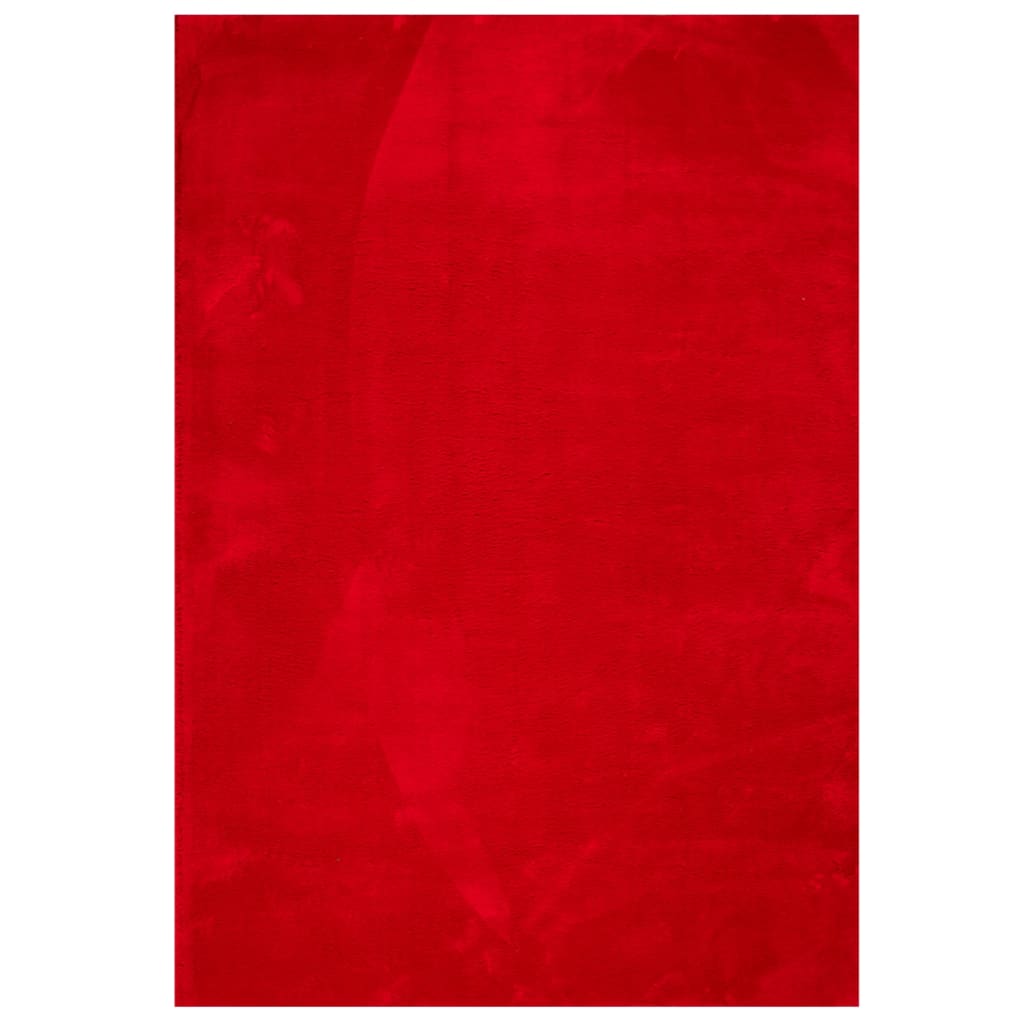 Tappeto a Pelo Corto Morbido e Lavabile Rosso 160x230 cm 375174