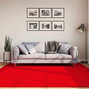 Tappeto a Pelo Corto Morbido e Lavabile Rosso 200x200 cm 375175