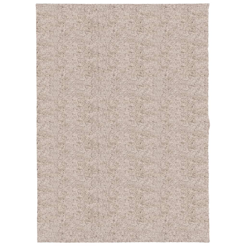 Tappeto Shaggy a Pelo Lungo Moderno Beige 140x200 cm 375213