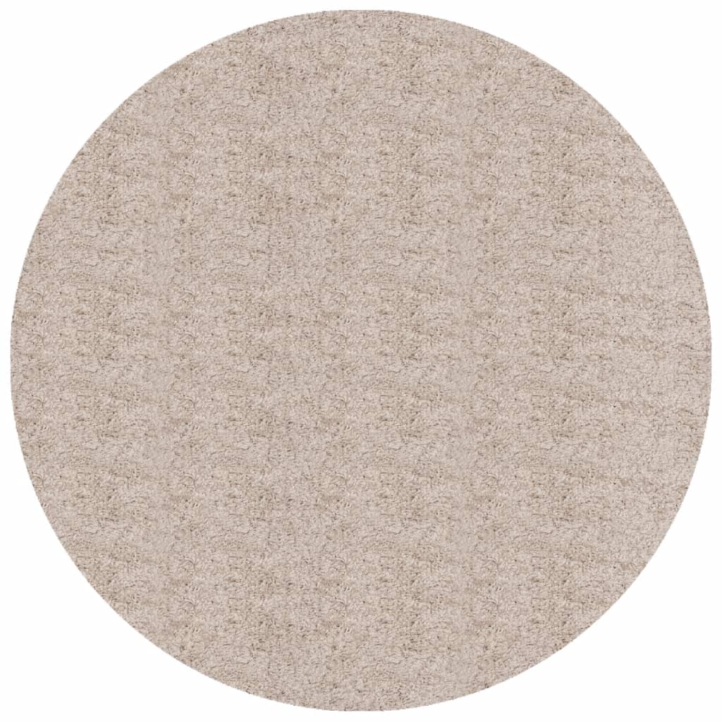 Tappeto Shaggy a Pelo Lungo Moderno Beige Ø 100 cm 375222