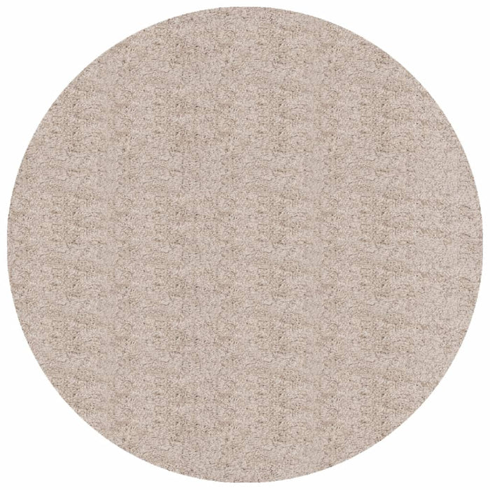 Tappeto Shaggy a Pelo Lungo Moderno Beige Ø 100 cm 375222