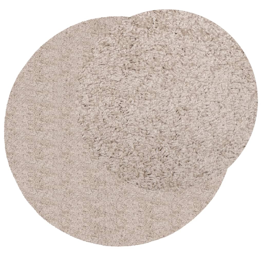 Tappeto Shaggy a Pelo Lungo Moderno Beige Ø 100 cm 375222