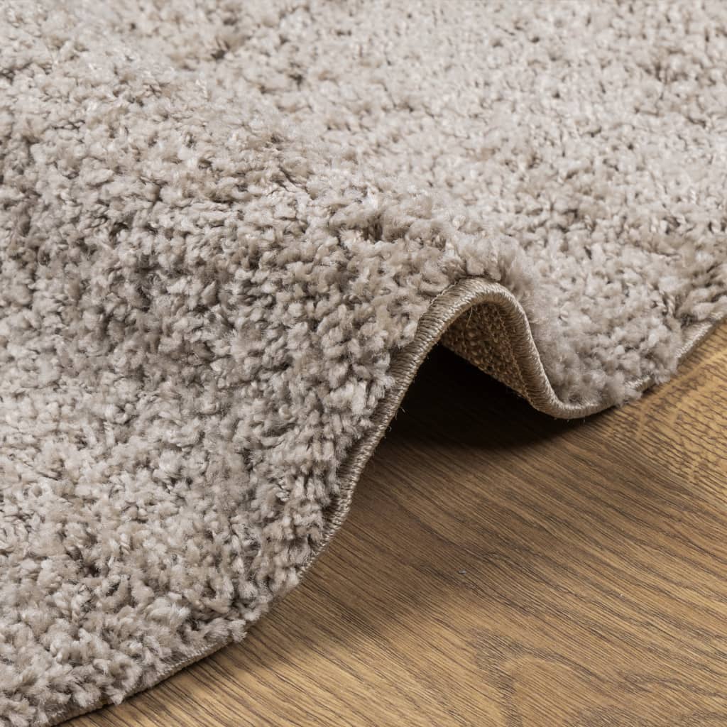 Tappeto Shaggy a Pelo Lungo Moderno Beige Ø 160 cm 375224