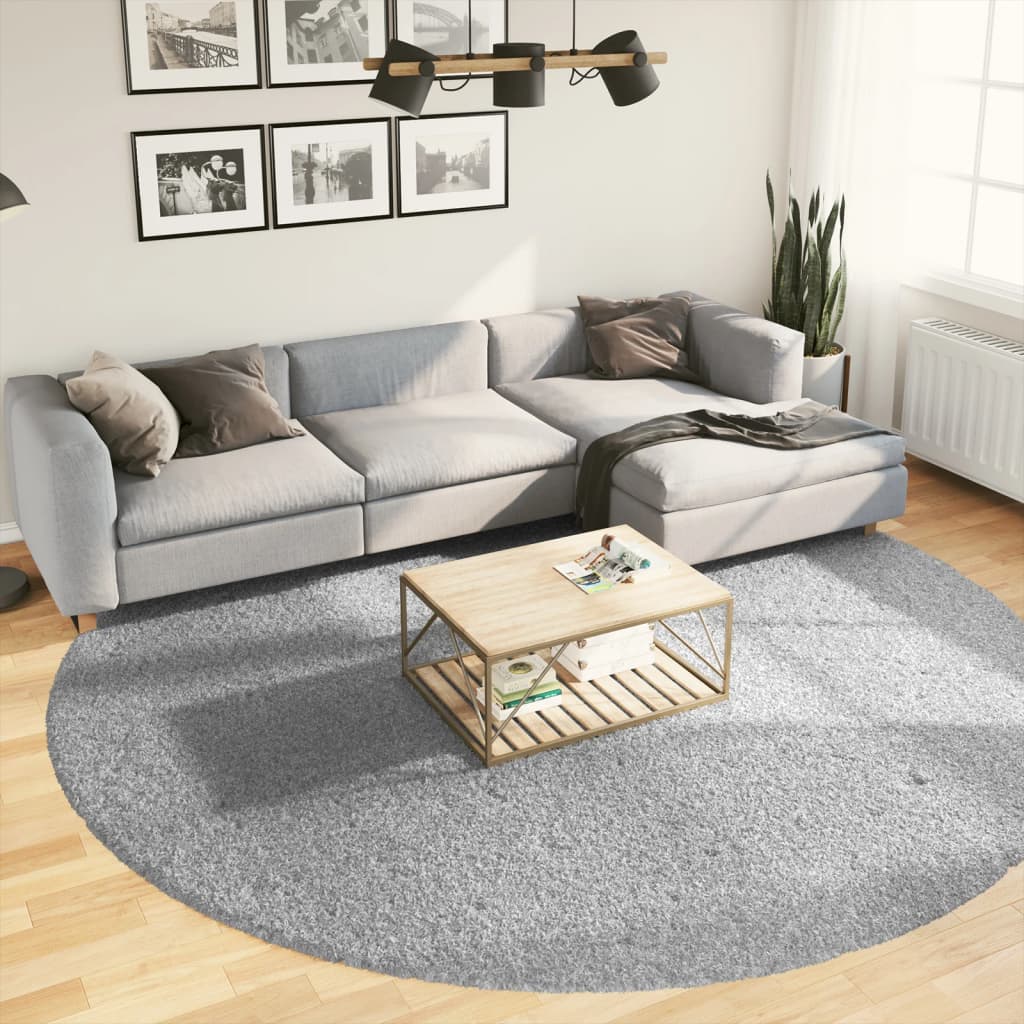 Tappeto Shaggy PAMPLONA a Pelo Lungo Moderno Grigio Ø 280 cm 375271