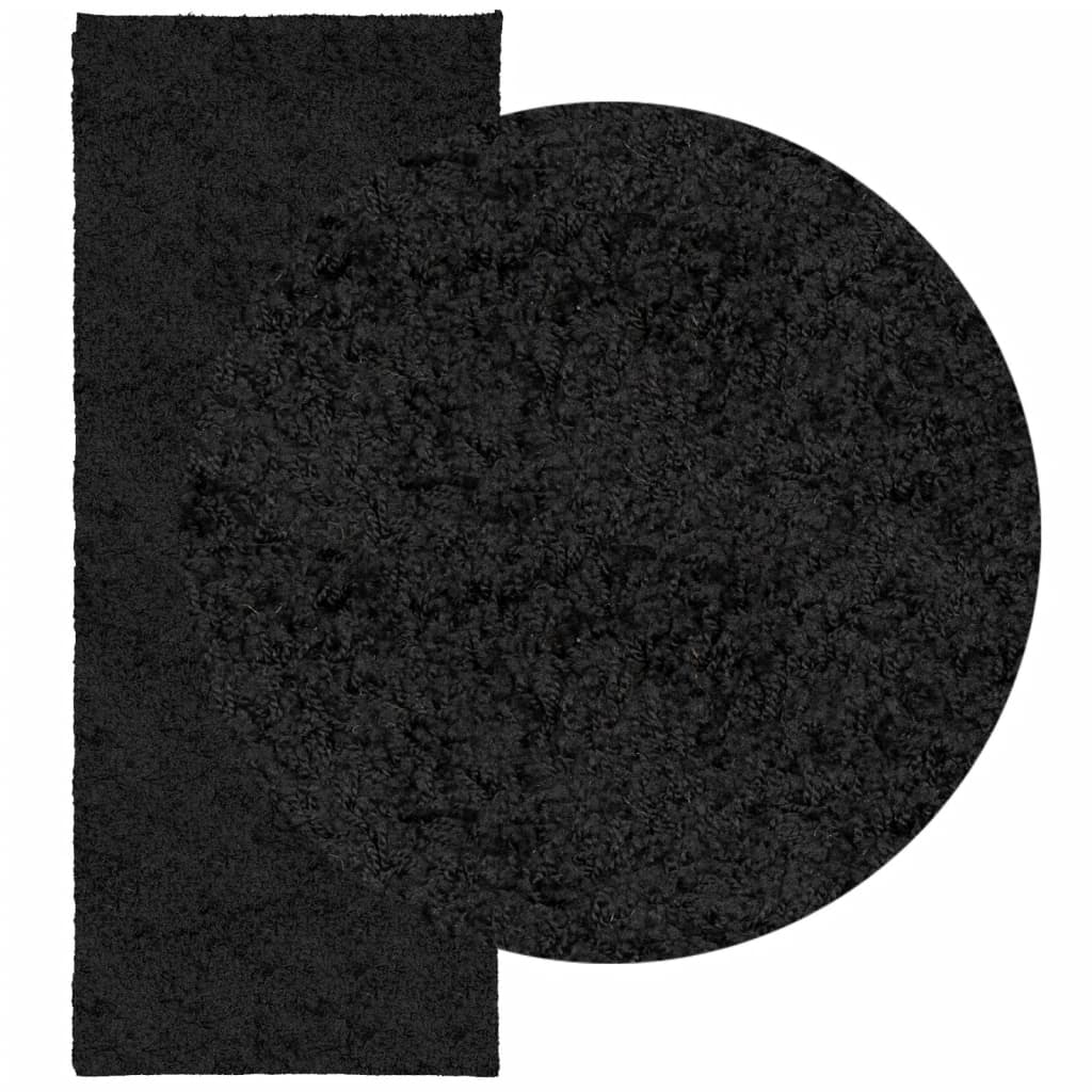 Tappeto Shaggy a Pelo Lungo Moderno Nero 80x200 cmcod mxl 115686