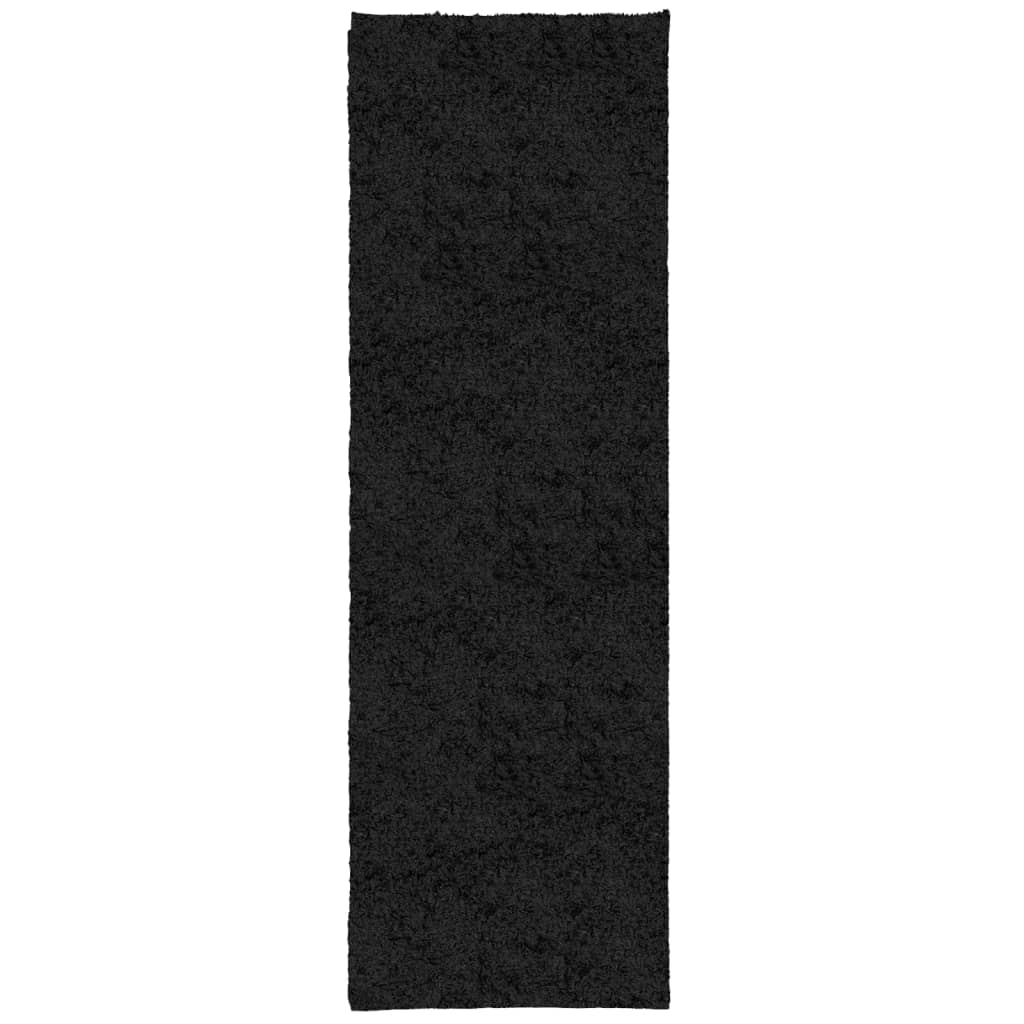 Tappeto Shaggy a Pelo Lungo Moderno Nero 80x250 cm 375275