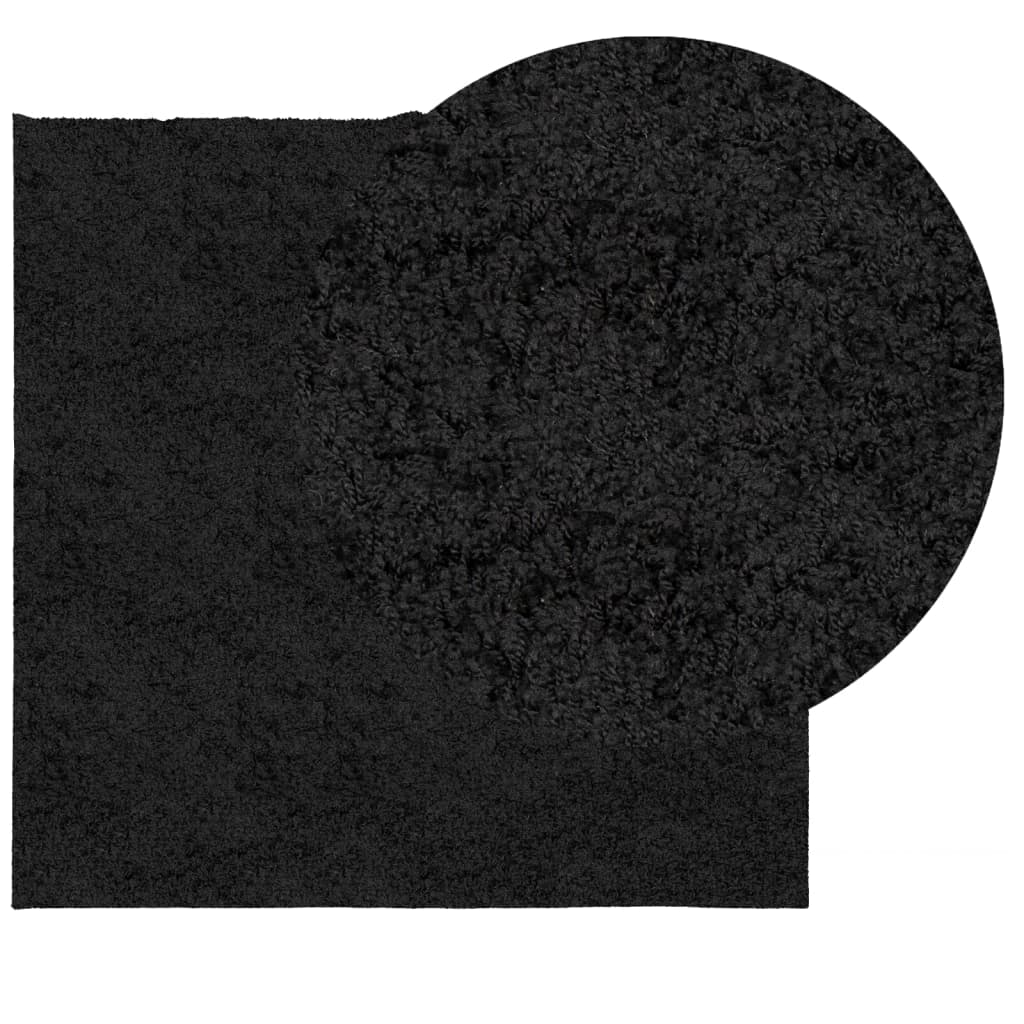 Tappeto Shaggy a Pelo Lungo Moderno Nero 120x120 cm 375277