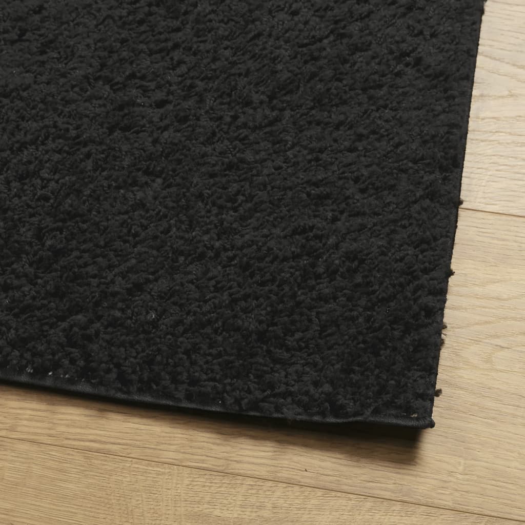 Tappeto Shaggy a Pelo Lungo Moderno Nero 120x120 cm 375277