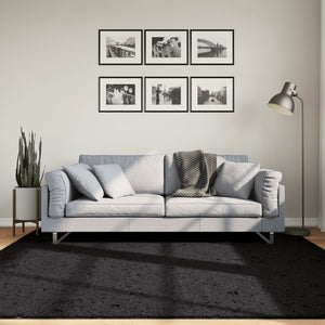 Tappeto Shaggy a Pelo Lungo Moderno Nero 200x200 cm 375282