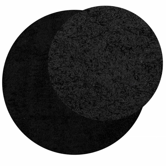 Tappeto Shaggy a Pelo Lungo Moderno Nero Ø 120 cm 375289