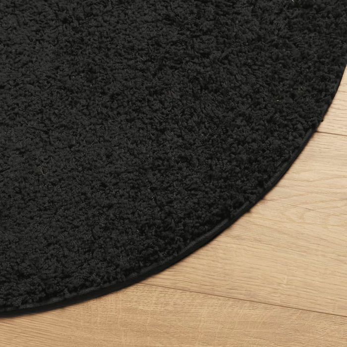 Tappeto Shaggy a Pelo Lungo Moderno Nero Ø 280 cm 375293