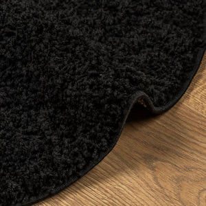 Tappeto Shaggy a Pelo Lungo Moderno Nero Ø 280 cm 375293