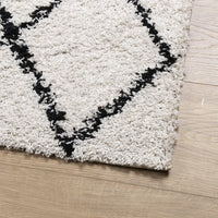 Tappeto Shaggy a Pelo Lungo Moderno Crema e Nero 80x150 cm 375361